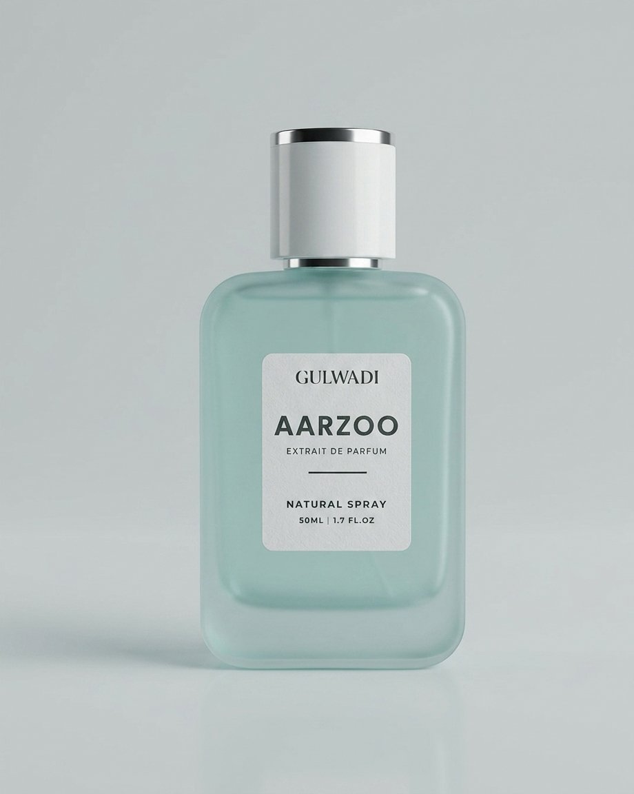 A bottle of Aarzoo, a captivating fruity floral perfume for women.