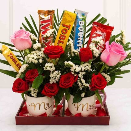A romantic Mr and Mrs Mug Set, perfect for gift delivery in Lahore.