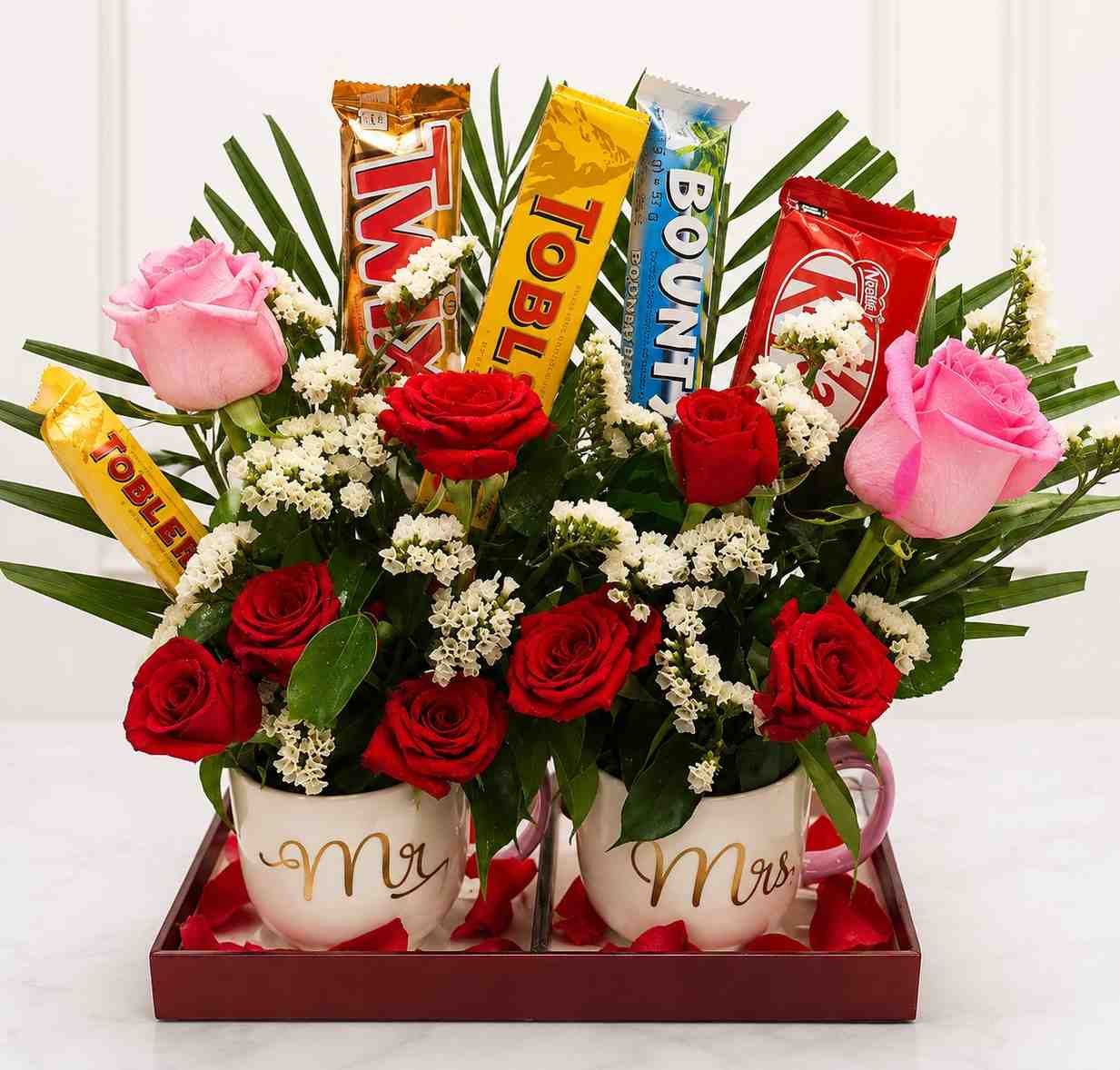A romantic Mr and Mrs Mug Set, perfect for gift delivery in Lahore.