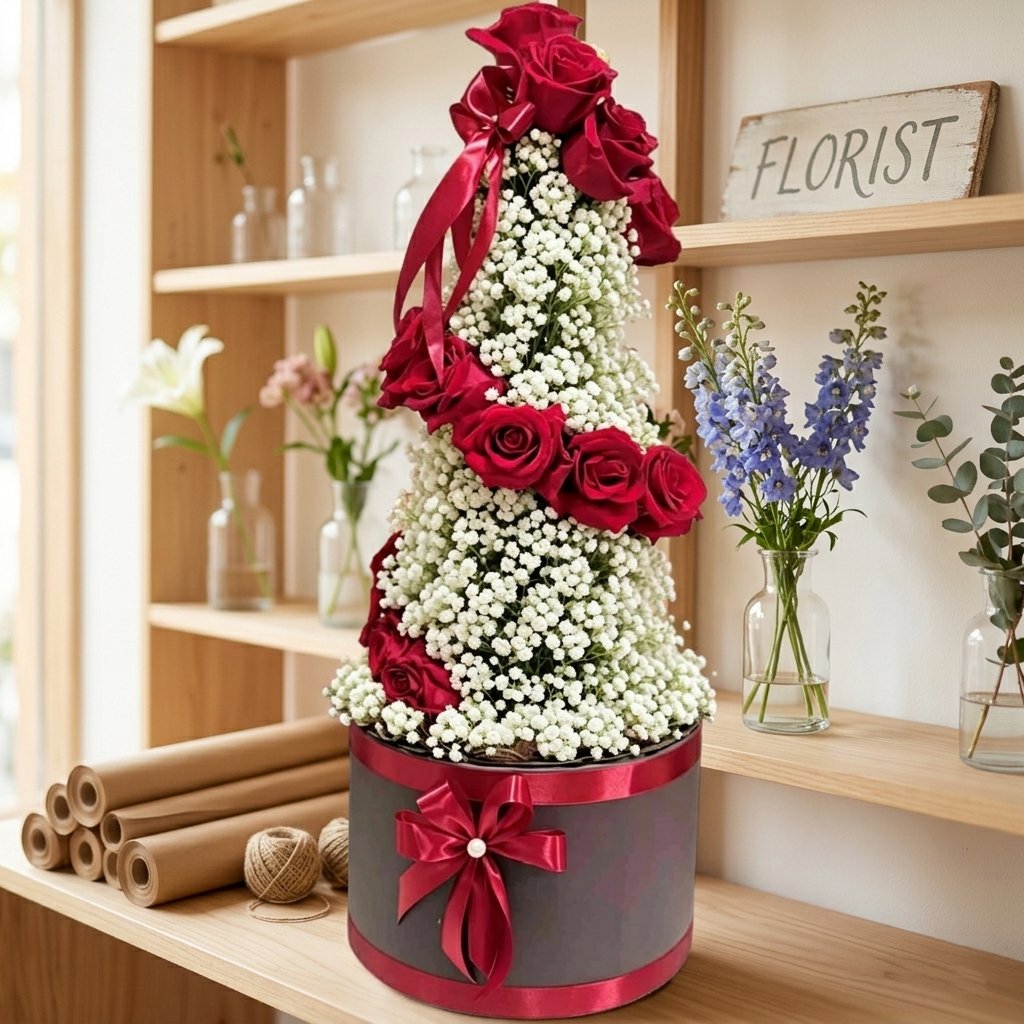 Spiral Roses Box – Luxury Rose Arrangement Gift Box in Lahore