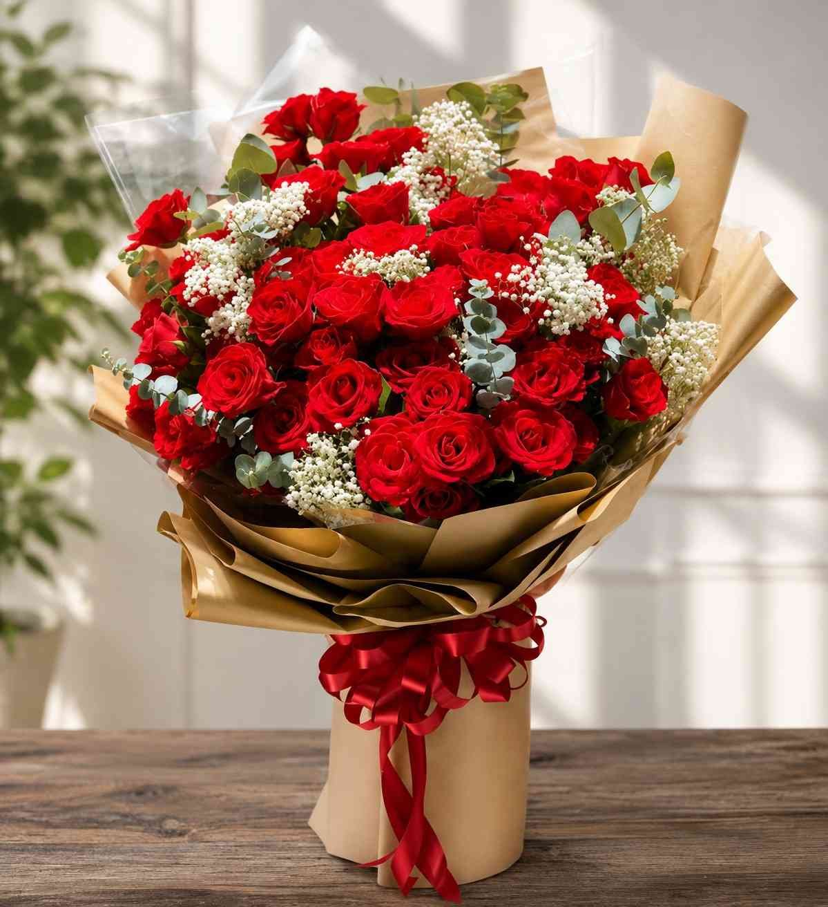 Premium Red Rose Bouquet Lahore with fresh roses and elegant wrapping.