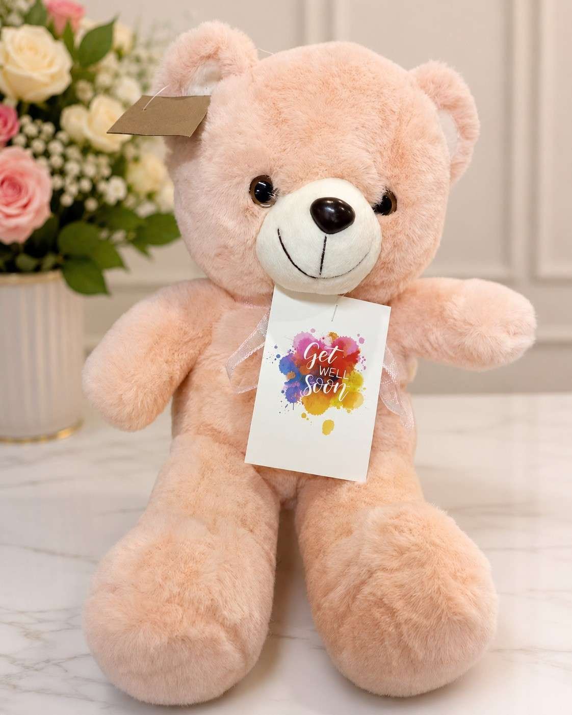 Teddy Bear Gift Lahore with Get Well Soon card
