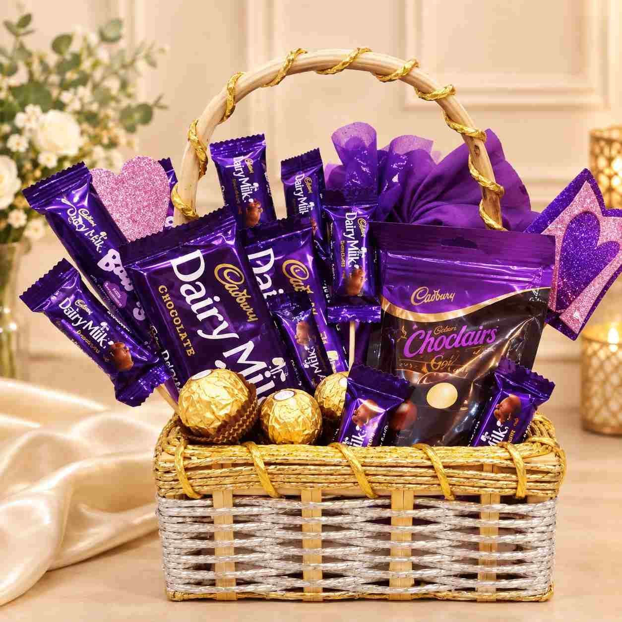 Chocolate gift basket Lahore with assorted premium chocolates
