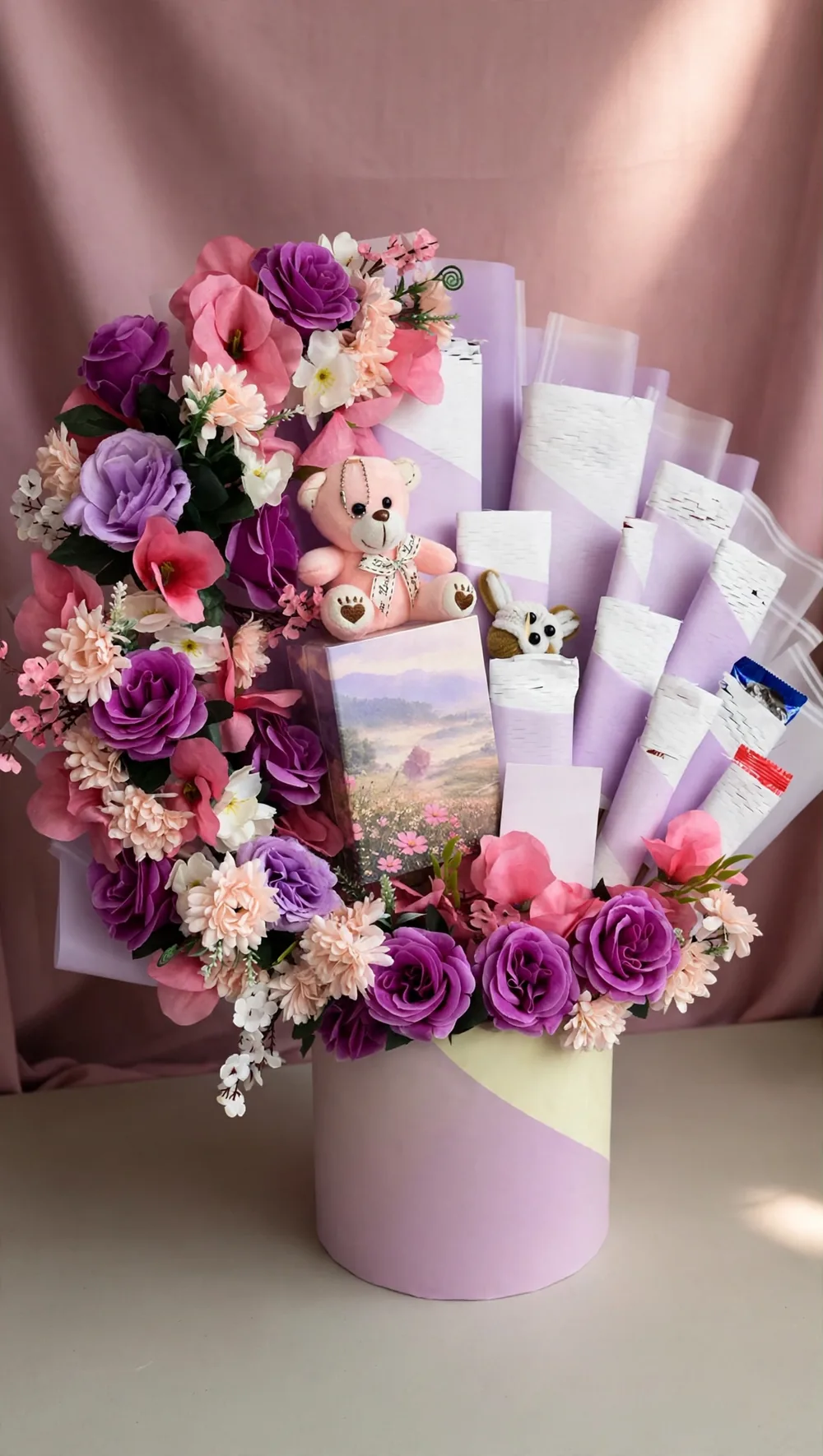 Birthday Perfume Gift Hamper – three-quarter view | PakFlowerShop